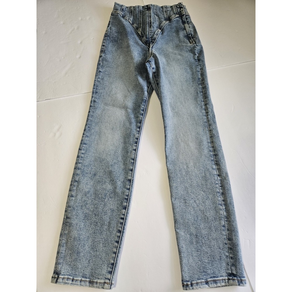 Good American Good Legs Compression Corset Jeans Size 4/27 Light Acid Wash Denim